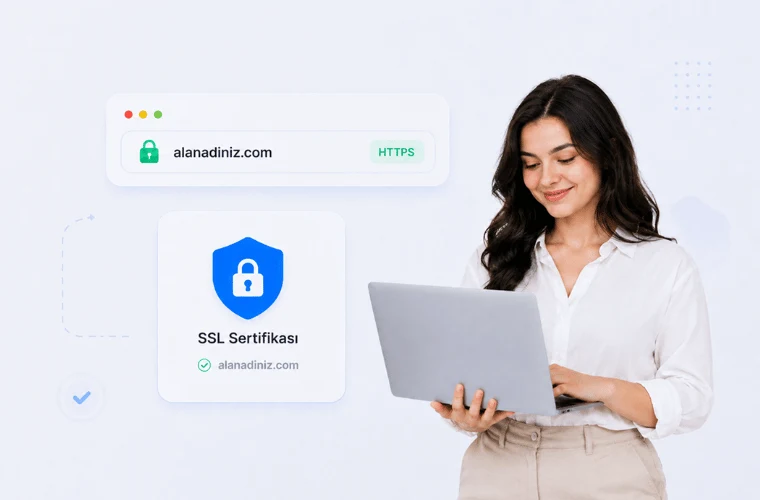SSL sertifikası ve HTTPS güvenliğini gösteren görsel